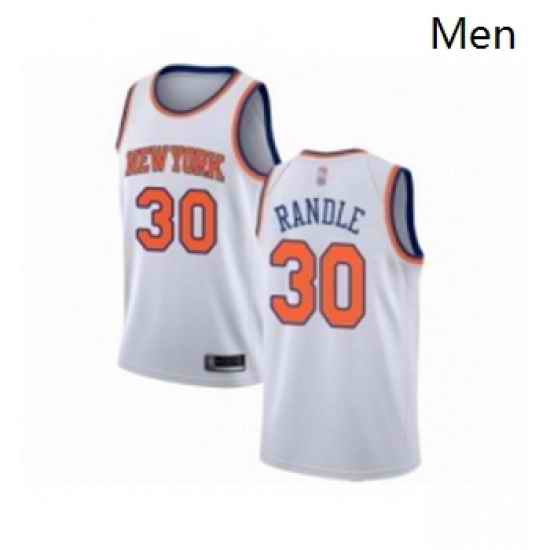 Mens New York Knicks 30 Julius Randle Authentic White Basketball Jersey Association Edition